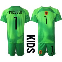 Niederlande Remko Pasveer #1 Torwart Heimtrikotsatz Kinder WM 2022 Kurzarm (+ Kurze Hosen)